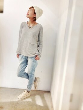 「デザイントレーナー」｜hamaさん（レディース・162cm）の冬コーディネート