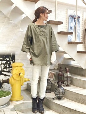 「RED CHOP WORKS（レッドチョップワークス）のアイテム（ワンピース/ドレス）」を使った、hamaさん（レディース・162cm）の冬コーディネート