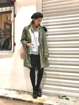 「TODAYFUL（トゥデイフル）のアイテム（モッズコート）」を使った、hamaさん（レディース・163cm）の秋コーディネート