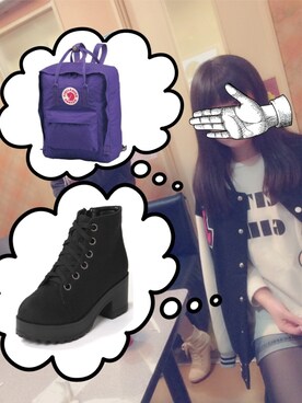 「fennica（フェニカ）のFJALLRABEN / kanken（バックパック/リュック、パープル系）」を使った、mikaさん（レディース・156cm）の春コーディネート