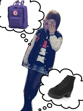「fennica（フェニカ）のFJALLRABEN / kanken（バックパック/リュック、パープル系）」を使った、mikaさん（レディース・156cm）の春コーディネート