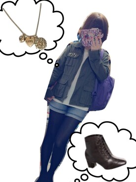 「fennica（フェニカ）のFJALLRABEN / kanken（バックパック/リュック、パープル系）」を使った、mikaさん（レディース・156cm）の春コーディネート