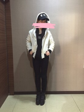 「スケートスタイル」｜「アイテム（ブルゾン）」を使った、MAYUPOYOさん（レディース・158cm）の冬コーディネート