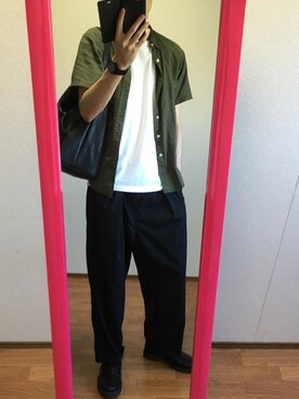 「HVC（エイチブイシー）のアイテム（パンツ）」を使った、YoshiYaさん（メンズ・175cm）の夏コーディネート