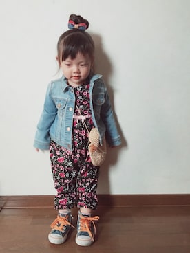 「2歳5ヶ月」｜「アイテム（オールインワン・サロペット）」を使った、COCORO♡◡̈⃝⋆*さん（キッズ・90cm）の秋コーディネート