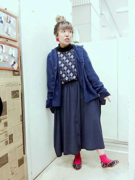 「Rccat（アールシーキャット）のアイテム（シューズ）」を使った、紅い実穂波店 Rccatさん（レディース・153cm）の秋コーディネート