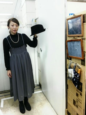 「Rccat（アールシーキャット）のアイテム（シューズ）」を使った、紅い実穂波店 Rccatさん（レディース・158cm）の冬コーディネート