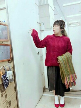 「Rccat（アールシーキャット）のアイテム（シューズ）」を使った、紅い実穂波店 Rccatさん（レディース・153cm）の冬コーディネート