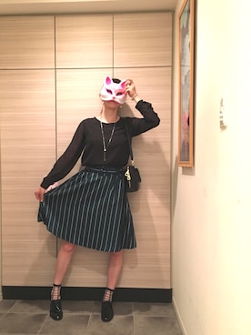 「ひざ丈スカート」｜「アイテム（アクセサリー）」を使った、彩さん（レディース・166cm）の夏コーディネート