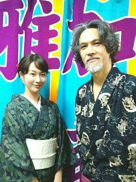 「アイテム（浴衣、グリーン系）」を使った、吉村美樹さん（レディース・164cm）の秋コーディネート