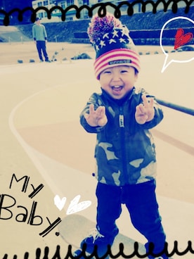 「アイテム（ナイロンジャケット）」を使った、キウイ🥝さん（キッズ・90cm）の夏コーディネート