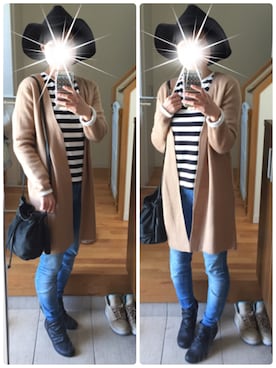 「ツバ広ハット」｜「アイテム（ブーティ）」を使った、キウイ🥝さん（レディース・156cm）の春コーディネート