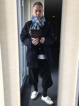 「Yohji Yamamoto（ヨウジヤマモト）のアイテム（ドレスシューズ）」を使った、JUNさん（メンズ・171cm）の冬コーディネート