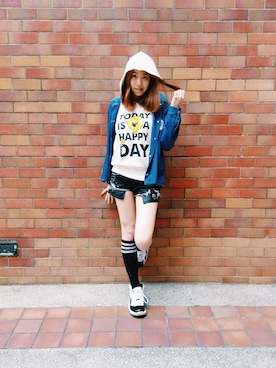 「holiday」｜「アイテム（デニムジャケット）」を使った、cococさん（レディース・168cm）の春コーディネート