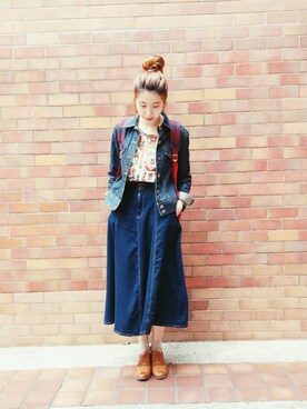 「holiday」｜「アイテム（デニムジャケット）」を使った、cococさん（レディース・168cm）の春コーディネート