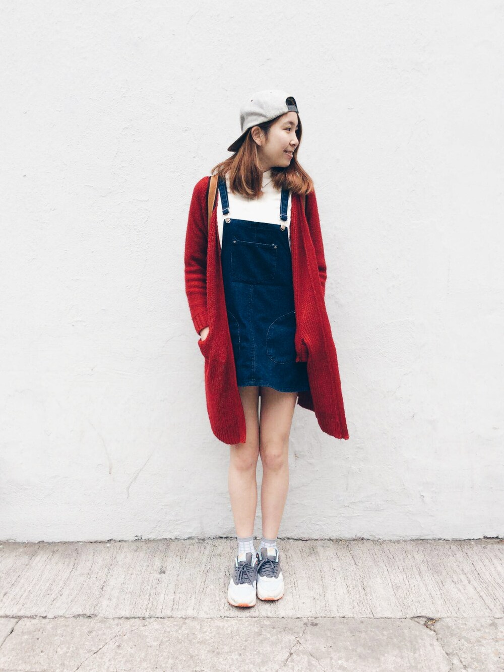 「red、holiday、navy、denim、check、ootd、hkgirl、spring、jacket 」｜「靴下屋の◆カタログ掲載◆マドワクチェック柄ショートソックス（レッグウェア、その他）」を使った、cococさん（レディース・168cm）の春コーディネートの1枚目の写真