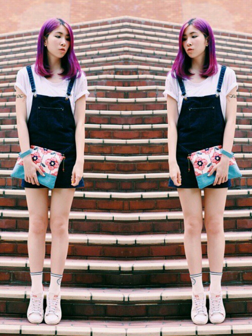 「hkgirl、denim、flower、summer、ootd」｜「FOREVER 21のアイテム（トップス、ホワイト系）」を使った、cococさん（レディース・168cm）の夏コーディネートの1枚目の写真