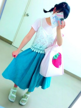 「Nile PERCH（ナイルパーチ）のアイテム（バッグ）」を使った、もんろーさん（レディース・152cm）の夏コーディネート