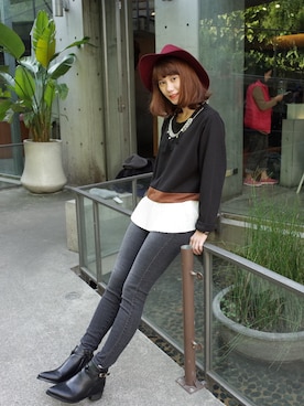 「BASEZOO （BASEZOO ）のアイテム（帽子）」を使った、Zoeyさん（レディース・159cm）の冬コーディネート