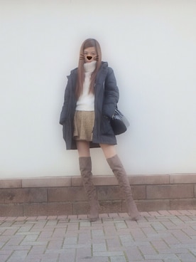 「GIVENCHY」｜「アイテム（ダウンジャケット/コート）」を使った、みすけさん（レディース・160cm）の冬コーディネート