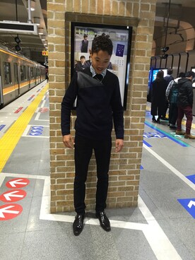 「TETE HOMME（テットオム）のアイテム（シューズ）」を使った、大河さん（メンズ・173cm）の秋コーディネート
