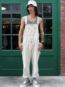 「Wrangler（ラングラー）のアイテム（オールインワン・サロペット）」を使った、masterhandsさん（メンズ・170cm）の秋コーディネート