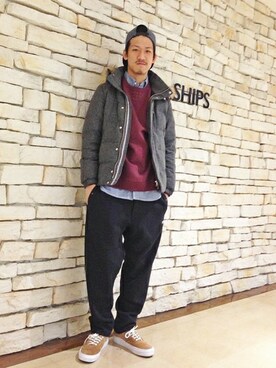 「SHIPS JET BLUE（シップスジェットブルー）のアイテム（ダウンジャケット/コート）」を使った、岩谷さん（メンズ・173cm）の冬コーディネート
