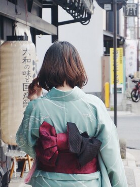「あけおめ」｜「アイテム（浴衣）」を使った、minoru323さん（レディース・167cm）の冬コーディネート