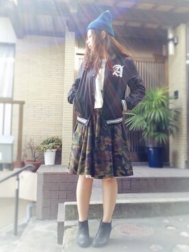 「RODEO CROWNS WIDE BOWL（ロデオクラウンズワイドボウル）のアイテム（スタジャン）」を使った、yukaさん（レディース・158cm）の春コーディネート