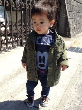 「babygap」｜「アイテム（ミリタリージャケット）」を使った、manatoさん（キッズ・80cm）の春コーディネート