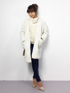 「RAY CASSIN（レイカズン）のアイテム（その他アウター）」を使った、ARISAさん（レディース・155cm）の冬コーディネート