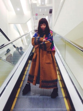 「アイテム（ダッフルコート、オレンジ系）」を使った、Nicole.Wさん（レディース・153cm）の冬コーディネート