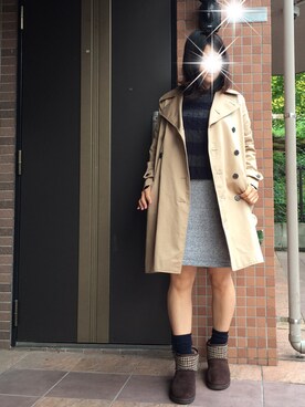 「スウェットスカート」｜「アイテム（トレンチコート）」を使った、piro.piroさん（レディース・158cm）の秋コーディネート