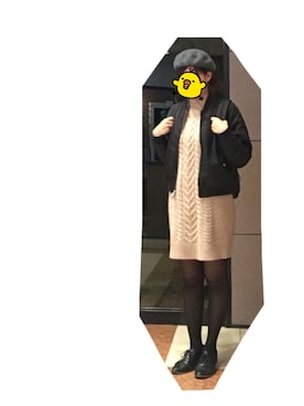 「黒リュック」｜「アイテム（ハンチング/ベレー帽）」を使った、Cさん（レディース・165cm）の冬コーディネート