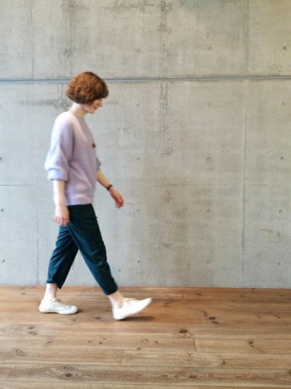 「rukkilillのAngola Mink　ドロップPO（ニット/セーター、パープル系）」を使った、note et silence.さん（レディース・170cm）の秋コーディネートの1枚目の写真
