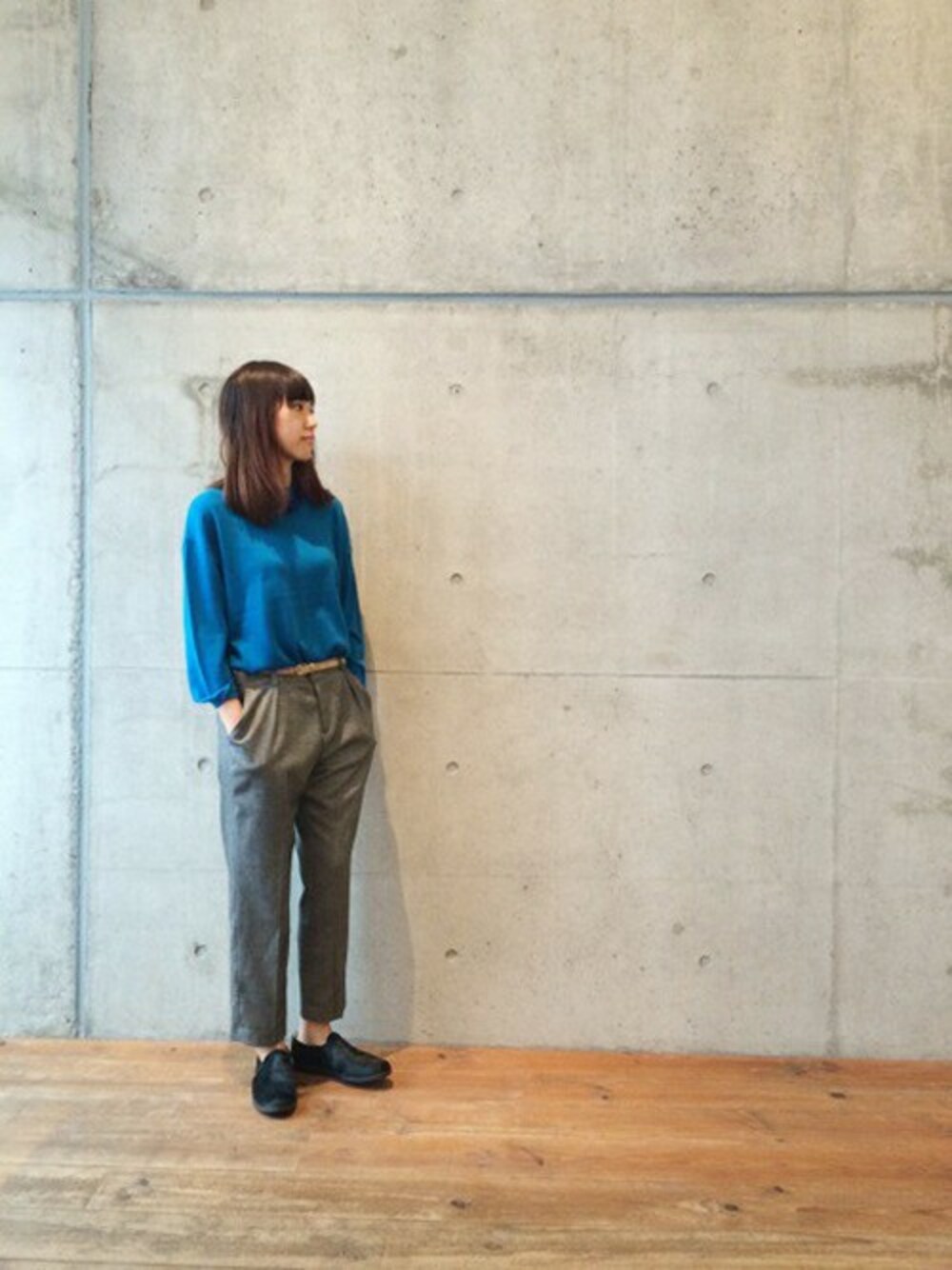 「EbonyivoryのHARMONY　ゆるPO（ニット/セーター、ブルー系）」を使った、note et silence.さん（レディース・155cm）の冬コーディネートの1枚目の写真