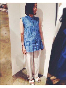 「note et silence （ノートエシロンス）のアイテム（パンツ）」を使った、note et silence.さん（レディース・158cm）の夏コーディネート