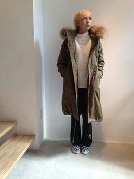 「note et silence （ノートエシロンス）のアイテム（モッズコート）」を使った、note et silence.さん（レディース・160cm）の冬コーディネート