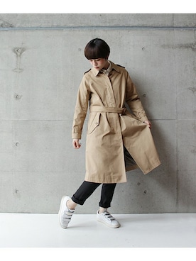 「note et silence （ノートエシロンス）のアイテム（ステンカラーコート）」を使った、note et silence.さん（レディース・163cm）の春コーディネート