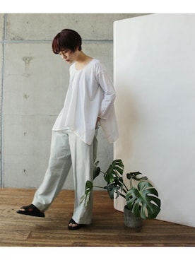 「note et silence （ノートエシロンス）のアイテム（パンツ）」を使った、note et silence.さん（レディース・163cm）の春コーディネート