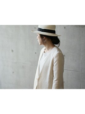「nitca（ニトカ）のアイテム（ノーカラージャケット）」を使った、note et silence.さん（レディース・159cm）の春コーディネート