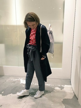 「アイテム（バックパック/リュック、グレー系）」を使った、note et silence.さん（レディース・160cm）の春コーディネート
