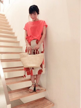 「アイテム（スカート、オレンジ系）」を使った、note et silence.さん（レディース・160cm）の夏コーディネート