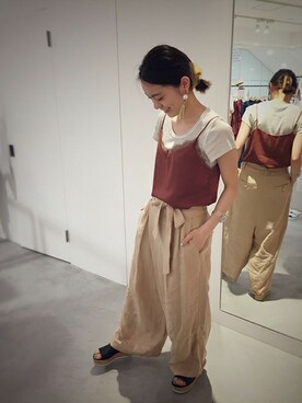 「アイテム（トップス、ブラウン系）」を使った、note et silence.さん（レディース・155cm）の夏コーディネート