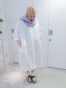 「note et silence （ノートエシロンス）のアイテム（シャツワンピース）」を使った、note et silence.さん（レディース・160cm）の夏コーディネート
