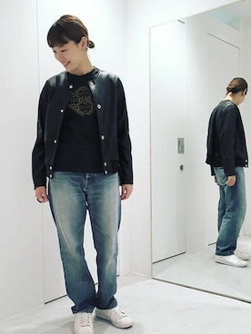 「So 1:1（ソウワンバイワン）のアイテム（ジャケット/アウター）」を使った、note et silence.さん（レディース・158cm）の秋コーディネート