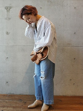 「caph（カーフ）のアイテム（パンツ）」を使った、note et silence.さん（レディース・159cm）の冬コーディネート