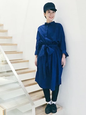 「note et silence （ノートエシロンス）のアイテム（シャツワンピース）」を使った、note et silence.さん（レディース・160cm）の冬コーディネート