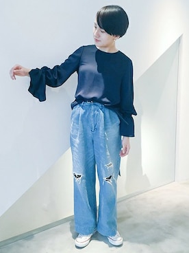 「caph（カーフ）のアイテム（パンツ）」を使った、note et silence.さん（レディース・158cm）の冬コーディネート