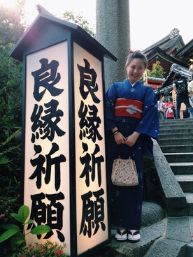 「travel」｜「アイテム（浴衣）」を使った、UNIBUさん（レディース・155cm）の春コーディネート